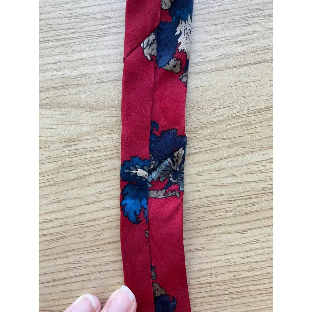 Regal Red and Blue Floral Silk Tie